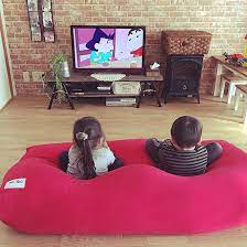 リビング いなざうるす屋さん テレビボードdiy サリュ クッションフロア などのインテリア実例 2017 02 07 19 48 04 roomclip ルームクリップ ソファなしリビング ソファーなし リビング ヨギボー