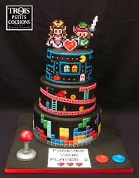 Retrogaming Wedding Cake Square Wedding Cakes Anime Cake Video Game Cakes Square Wedding Cakes
