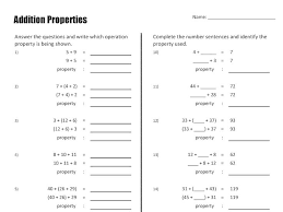 Addition And Multiplication Properties Two Worksheets For Students To Identify The Assoc Math Addition Worksheets Properties Of Addition Pre Algebra Worksheets