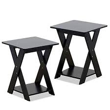 Slim End Table Set Of 2 Criss Cross Chair Side Tables With Storage Shelf Sofa Tables Espr Modern Furniture Living Room Chair Side Table Side Table With Storage