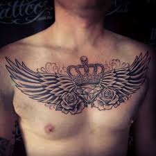 Onesitting Chestpiece Chesttattoo Eagletattoo Eaglewings Diamond Diamondtattoo Rose Rosetattoo C Tattoos For Guys Chest Piece Tattoos Wing Tattoo Men