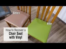 Learn How To Recover Your Chair Seats With Faux Leather Or Vinyl Fabric This Fun Beginner Friendly Dining Chairs Diy Vinyl Chairs Faux Leather Dining Chairs