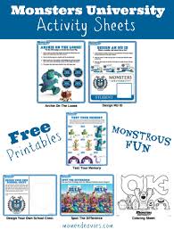 Free Printable Monsters University Activity Sheets Monstersu Monster University Monster University Party Activity Sheets