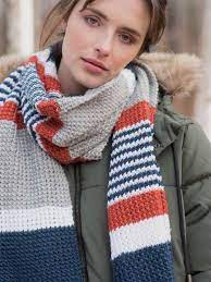 Easy oversized cozy scarf knit in sections of slipped stitch texture alternating with stockinette. Melville Berroco Knitting Patterns Free Scarf Crochet Stripe Scarf Stripe Scarf Knit