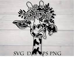 Giraffe Svg Giraffe Flower Svg Flower Crown Svg Animal Etsy
