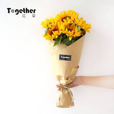 together花筑毕业季花束杭州上海鲜花速递生活鲜花向日葵5枝 flowers bouquet how to wrap flowers flower packaging