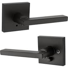 Kwikset Halifax Square Matte Black Privacy Bed Bath Door Lever 155hfl Sqt 514 The Home Depot In 2020 Door Levers Door Handles Interior Kwikset Halifax