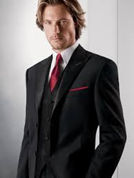 Wedding Full Black 3 Piece Suit Full Black 3 Piece Suit With Red Tie Google Search Black Suit Red Tie Black Tuxedo Shirt Wedding Suits Men