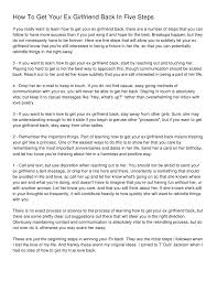 If you don't know it, ask her. How To Get Your Ex Girlfriend Back In Five Steps