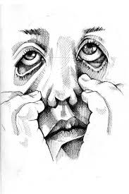 Artwork Black And White Face Drawing Pulling Face Sketches Art Sketches Face Drawing