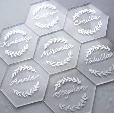 These custom place cards make it easy to add guests' names and table numbers. Amazon Com Uniqooo 20pcs Clear Acrylic Place Cards For Wedding Blank Hexagon Table Seating Cards 4mm Acrylic Escort Plates Name Cards Perfect For Dinner Parties Guest Name Food Signs Banquet Events