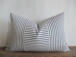 Black And White Striped Lumbar Pillow Lumbar Pillow Cover Navy Blue And White Woven Ticking Vertical Etsy Lumbar Pillow Cover Pillows Lumbar Pillow