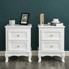 Round bedside table with drawer white soundtrack every night. Vasagle Rdn01w Bedside Table With 2 Drawers White Wood 2 X 38 5 X 52 5 X 30 5 Cm B X H X T Amazon Co Uk Home Kitchen