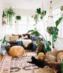 Jungle Vibes In The Living Room I Love Hanging Plants To Liven Up A Space They Make The Air Bohemian Style Decor Bohemian Bedroom Decor Bohemian Living Room