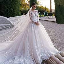 Maybe you would like to learn more about one of these? Wangmeiling Hochzeitskleid Langarm Tull Hochzeit Spitze Luxus Kirche Zug Brautkleid Vintage Prinzessin Brautkleid Hochzeitskleider Fur Damen Color Ivory Us Size 10 Amazon De Fashion