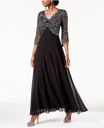 Embellished 3 4 Sleeve Gown