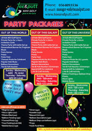 Birthday Party Package Kidsparty Kidsbirthdaytheme Customdecoration Teeandputt Minigolfdubai Glowint Kids Birthday Theme Party Packages Kids Party Themes