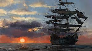 galleon ship game pirate sunset