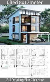 House Design Plan 8x17m With 6 Bedrooms Home Design With In 2020 Sims House Plans Modern House Plans House Construction Plan