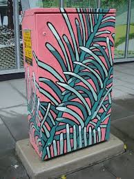 Wollemi Pine Fronds On Brisbane Traffic Signal Box Art Street Art Box Art