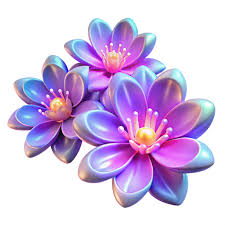 wonderful traditional Iridescent Bloom 3D Render of Shiny Flowers original  56678361 PNG