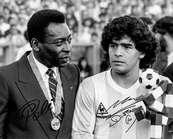Pele Diego Maradona Soccer Goats Signed Photo Autograph Print Poster Wall Art Home Decor - Etsy Israel