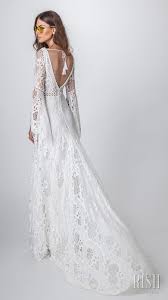 Rish Bridal Sun Dance 2018 Long Bell Sleeves V Neck Full Embellishment Bohemian Modified A Line Boho Chic Wedding Dress Chic Wedding Dresses Boho Chic Wedding
