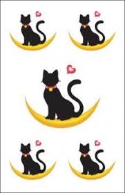 黒猫と月と タトゥーシール 黒猫 シール