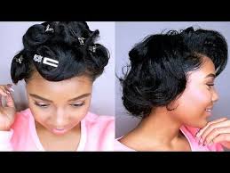 How To Style Short Relaxed Hair Pin Curls Tutorial Heatless Curls Youtube Short Relaxed Hairstyles Black Hair Curls Relaxed Hair