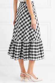 Black And White Gingham Midi Skirt J Crew Glo Ruffled Gingham Cotton Poplin Wrap Skirt Net A Porter Com Gingham Fashion Wrap Skirt Skirts