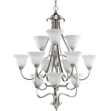 Progress Lighting P4419 09 Brushed Nickel Torino 12 Light 34 Wide Chandelier Faucet Com