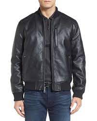 Cole Haan Black Faux Leather Varsity Jacket For Men Leather Varsity Jackets Varsity Jacket Men Jackets