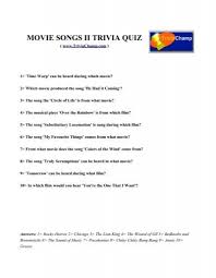 A team of editors takes feedback from our visitors to keep trivia as up to date and as accurate as possible. Movie Songs Ii Trivia Quiz Trivia Champ