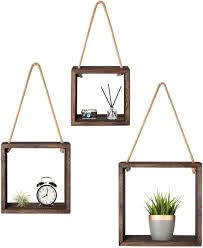 We do not add to or take away from any of the natural distressing that has occurred from. Amazon Com Mkono Hanging Square Floating Shelves Set Of 3 Boho Wall Decor Rustic Wood Cube Photo Plant Display Shadow Boxes Decorative Shelf Home Office Decoractions For Living Room Bedroom Apartment Brown