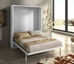 Grand lit double au couchage queen size de 160 x 200 cm avec sommier à lattes et revêtement en synthétique rembourré de coloris gris; 64 Idees De Lit Placard