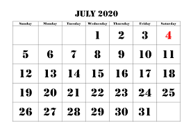 July 2020 Calendar Excel July Calendar Monthly Calendar Template Calendar Printables