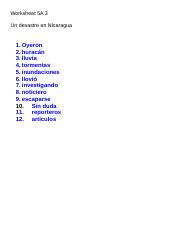 Quicktake quiz 5a page 3. Worksheet 5a 3 Sp 2 1 Worksheet 5a 3 Un Desastre En Nicaragua 1 Oyeron 2 Huracn 3 Lluvia 4 Tormentas 5 Inundaciones 6 Llovi 7 Investigando 8 Course Hero