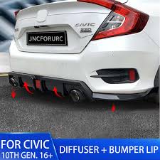 Check out the honda civics in our fitment gallery! New Design Body Kit For Honda Civic 10 Gen Sedan 4d 2016 2017 18 Plastic Front Bumper Lip Rear Side Diffuser With Lamp For Civic Mega Sale 566ba Cicig