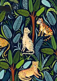 Jungle Cats Botanical Print Jungle Safari Nursery Wall Etsy Jungle Art Safari Nursery Wall Art Jungle Illustration