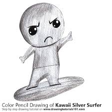 In honor of what would have been jack kirby's 99th birthday, lots of artists are posting pieces featuring their favorite kirby created characters. Kawaii Silver Surfer Colored Pencils Drawing Kawaii Silver Surfer With Color Pencils Drawingtutorials101 Com