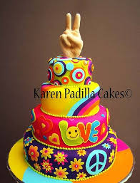 Uncommon Creative Birthday Cake Designs For Adults Retro Cake Kp2010 Hippie Cake Peace Cake Birthday Cakes For Teens