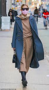 He talks about how men's style can be elevated with the wearing of a camel topcoat. Olivia Palermo Announces Tailor S Statement In New York Camel Sweater And Culottes In Blue Overcoat London News Time