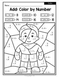 Free Color By Number Super Heroes With Doubles 10 And Place Value Math Coloring Worksheets Math Doubles Superhero Math