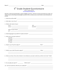 Fifth Grade Freebies First Day Student Questionnaire Student Questionnaire Student Survey First Day Of School