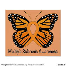 Multiple Sclerosis Awareness Ribbon With Butterfly Poster Zazzle Com Awareness Ribbons Multiple Sclerosis Awareness Butterfly Poster