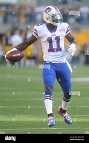 Buffalo Bills wide receiver Caleb Holley (86) during warmups before the NFL  preseason football game between the Pittsburgh Steelers and the Buffalo  Bills