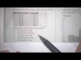 Xii = batas bawah median n = jumlah data fkii = frekuensi kumulatif data di bawah kelas median fi = frekuensi data pada kelas median p = panjang interval kelas contoh soal: Mean Dan Modus Data Diatas Adalah Statistika Kelas 12 Youtube