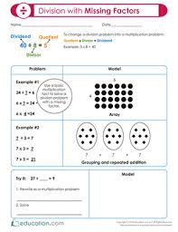Unique factoring worksheets are available for grade 5 through high school. Division With Missing Factors Worksheet Education Com
