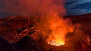 The lake is about 600m. Climb Mount Nyiragongo