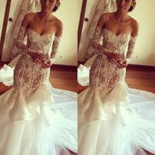 Sexy Low Sweetheart Lace Mermaid Wedding Dresses Off Shoulder Sheer Long Sleeves Bridal Gowns Chapel Train Backless Wedding Vestidos Mermaid Lace Wedding Dress Mermaid Wedding From Sexypromdress 124 83 Dhgate Com